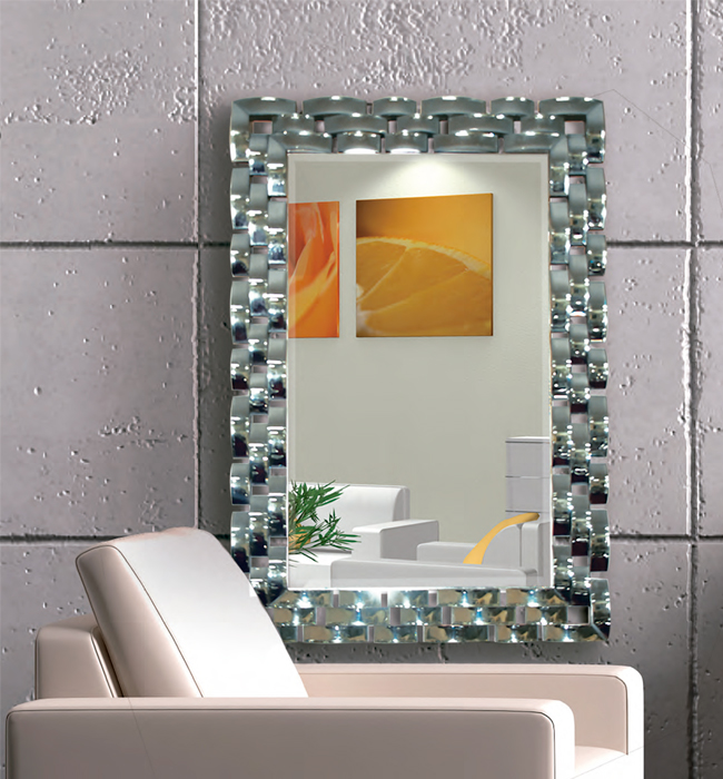 dividir Duque ellos ESPEJO CRISTAL ZOE, espejo rectangular en espejo curvado muy decorativo  para tu casa.
